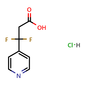 Chemical structure of 3,3-difluoro-3-(pyridin-4-yl)propanoic acid hydrochloride , CAS 2995273-10-2, AChemBlock AD247017
