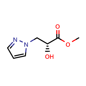 Chemical structure of Methyl (R)-2-hydroxy-3-(1h-pyrazol-1-yl)propanoate , CAS 1215198-17-6, AChemBlock AD247025