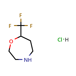 Chemical structure of 7-(Trifluoromethyl)-1,4-oxazepane hydrochloride , CAS 2095409-35-9, AChemBlock AD247034