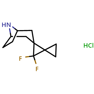 Chemical structure of 3',3'-difluorodispiro[8-azabicyclo[3.2.1]octane-3,1':2',1''-bis(cyclopropane)] hydrochloride , AChemBlock AD247044