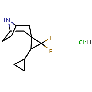 Chemical structure of 3'-cyclopropyl-2',2'-difluoro-8-azaspiro[bicyclo[3.2.1]octane-3,1'-cyclopropane] hydrochloride , CAS 2098114-04-4, AChemBlock AD247046