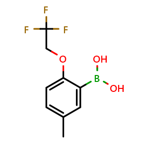 Chemical structure of [5-Methyl-2-(2,2,2-trifluoroethoxy)phenyl]boranediol , CAS 1311159-05-3, AChemBlock AD247050