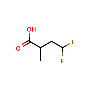 Chemical structure of 4,4-difluoro-2-methylbutanoic acid , CAS 1010422-68-0, AChemBlock AD247061