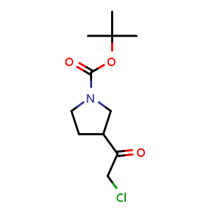 Chemical structure of tert-butyl 3-(2-chloroacetyl)pyrrolidine-1-carboxylate , CAS 569667-96-5, AChemBlock AD247072