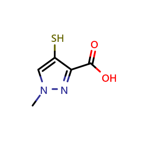 Chemical structure of 1-methyl-4-sulfanyl-1H-pyrazole-3-carboxylic acid , CAS 2303804-48-8, AChemBlock AD247073