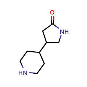 Chemical structure of 4-(piperidin-4-yl)pyrrolidin-2-one , CAS 1565677-59-9, AChemBlock AD247079