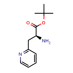 Chemical structure of tert-Butyl (S)-2-amino-3-(pyridin-2-yl)propanoate , CAS 1993320-85-6, AChemBlock AD247080