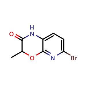 Chemical structure of 6-Bromo-3-methyl-1H-pyrido[2,3-b][1,4]oxazin-2(3H)-one , CAS 1823324-96-4, AChemBlock AD247083