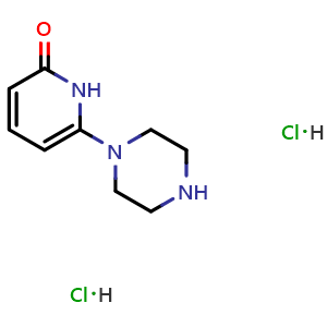 Chemical structure of 6-(piperazin-1-yl)-1,2-dihydropyridin-2-one dihydrochloride , CAS 2344681-63-4, AChemBlock AD247093