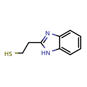 Chemical structure of 2-(1H-benzimidazol-2-yl)ethanethiol , CAS 2242-96-8, AChemBlock AD247100