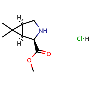 Chemical structure of (1R,2R,5S)-methyl 6,6-dimethyl-3-aza-bicyclo[3.1.0]hexane-2-carboxylate hydrochloride , CAS 2925068-54-6, AChemBlock AD247105