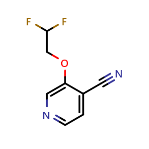 Chemical structure of 3-(2,2-difluoroethoxy)isonicotinonitrile , CAS 1545975-09-4, AChemBlock AD247106