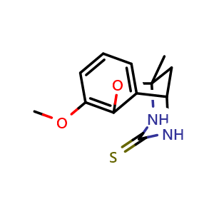 Chemical structure of 6-methoxy-9-methyl-8-oxa-10,12-diazatricyclo[7.3.1.0,{2,7}]trideca-2,4,6-triene-11-thione , CAS 702655-69-4, AChemBlock AD247108