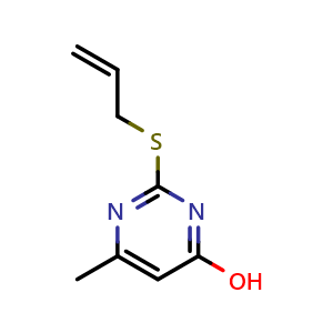 Chemical structure of 2-(allylthio)-6-methylpyrimidin-4-ol , CAS 62459-06-7, AChemBlock AD247110