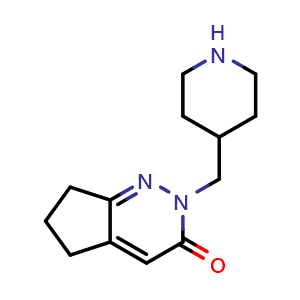 Chemical structure of 2-[(piperidin-4-yl)methyl]-2H,3H,5H,6H,7H-cyclopenta[c]pyridazin-3-one , CAS 2097932-92-6, AChemBlock AD247145