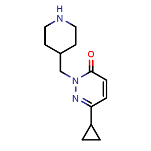 Chemical structure of 6-cyclopropyl-2-[(piperidin-4-yl)methyl]-2,3-dihydropyridazin-3-one , CAS 2097937-37-4, AChemBlock AD247146