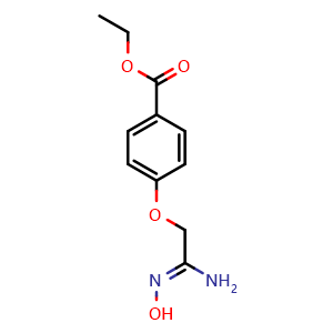 Chemical structure of ethyl 4-{[(Z)-N'-hydroxycarbamimidoyl]methoxy}benzoate , CAS 824414-42-8, AChemBlock AD247148