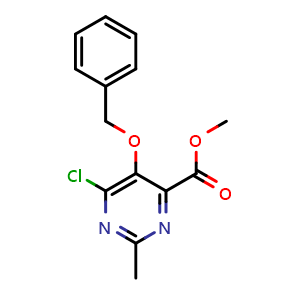 Chemical structure of methyl 5-(benzyloxy)-6-chloro-2-methylpyrimidine-4-carboxylate , CAS 2098115-11-6, AChemBlock AD247149