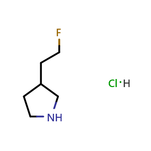 Chemical structure of 3-(2-fluoroethyl)pyrrolidine hydrochloride , CAS 2758002-64-9, AChemBlock AD247164