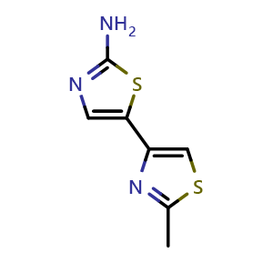 Chemical structure of 5-(2-methyl-1,3-thiazol-4-yl)-1,3-thiazol-2-amine , CAS 1859534-24-9, AChemBlock AD247175