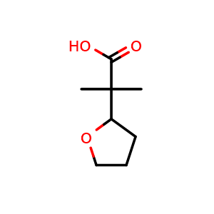Chemical structure of 2-methyl-2-(oxolan-2-yl)propanoic acid , CAS 1378809-45-0, AChemBlock AD247178