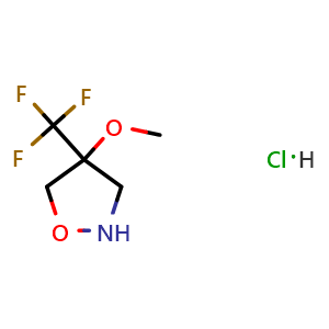 Chemical structure of 4-methoxy-4-(trifluoromethyl)-1,2-oxazolidine hydrochloride , CAS 2877628-04-9, AChemBlock AD247199