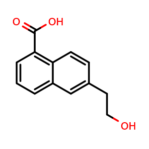 Chemical structure of 6-(2-hydroxyethyl)naphthalene-1-carboxylic acid , CAS 1993115-51-7, AChemBlock AD247205