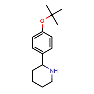 Chemical structure of 2-[4-(tert-butoxy)phenyl]piperidine , CAS 1270451-08-5, AChemBlock AD247209