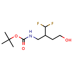 Chemical structure of tert-butyl N-[2-(difluoromethyl)-4-hydroxybutyl]carbamate , CAS 2995293-05-3, AChemBlock AD247213