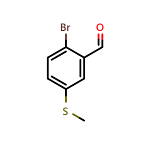 Chemical structure of 2-bromo-5-(methylsulfanyl)benzaldehyde , CAS 1289107-03-4, AChemBlock AD247225