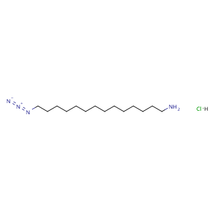 Chemical structure of 14-azidotetradecan-1-amine hydrochloride , CAS 2303565-61-7, AChemBlock AD247238