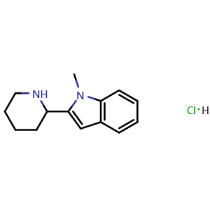 Chemical structure of 1-methyl-2-(piperidin-2-yl)-1H-indole hydrochloride , CAS 2549044-93-9, AChemBlock AD247241