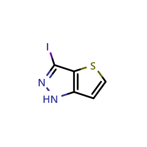 Chemical structure of 3-Iodo-1H-thieno[3,2-c]pyrazole , CAS 848356-68-3, AChemBlock AD247266
