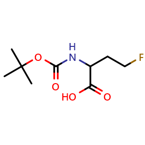 Chemical structure of 2-{[(tert-butoxy)carbonyl]amino}-4-fluorobutanoic acid , CAS 1505260-39-8, AChemBlock AD247270