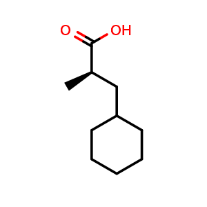 Chemical structure of (R)-3-Cyclohexyl-2-methylpropanoic acid , CAS 186900-67-4, AChemBlock AD247280