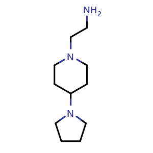 Chemical structure of 2-(4-(pyrrolidin-1-yl)piperidin-1-yl)ethan-1-amine , CAS 1067659-34-0, AChemBlock AD247281