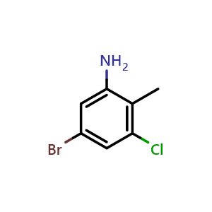 Chemical structure of 5-bromo-3-chloro-2-methylaniline , CAS 1823364-20-0, AChemBlock AD247293