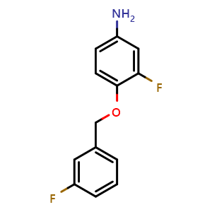 Chemical structure of 3-Fluoro-4-(3-fluorophenyl)methoxyaniline , CAS 231278-65-2, AChemBlock AD247297