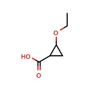 Chemical structure of 2-ethoxycyclopropane-1-carboxylic acid , CAS 53381-05-8, AChemBlock AD247305