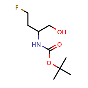 Chemical structure of tert-butyl N-(4-fluoro-1-hydroxybutan-2-yl)carbamate , CAS 1936295-92-9, AChemBlock AD247311