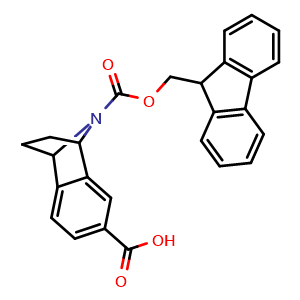 Chemical structure of 11-{[(9H-fluoren-9-yl)methoxy]carbonyl}-11-azatricyclo[6.2.1.0,{2,7}]undeca-2,4,6-triene-4-carboxylic acid , CAS 3037703-90-2, AChemBlock AD247320