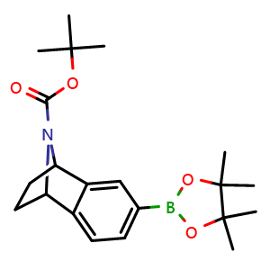 Chemical structure of tert-butyl 4-(4,4,5,5-tetramethyl-1,3,2-dioxaborolan-2-yl)-11-azatricyclo[6.2.1.0,{2,7}]undeca-2,4,6-triene-11-carboxylate , CAS 1590387-04-4, AChemBlock AD247321