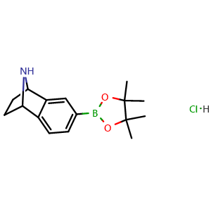 Chemical structure of 4-(4,4,5,5-tetramethyl-1,3,2-dioxaborolan-2-yl)-11-azatricyclo[6.2.1.0,{2,7}]undeca-2,4,6-triene hydrochloride , AChemBlock AD247322
