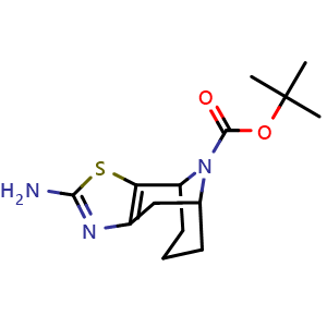 Chemical structure of tert-butyl 4-amino-3-thia-5,12-diazatricyclo[6.3.1.0,{2,6}]dodeca-2(6),4-diene-12-carboxylate , CAS 3037682-78-0, AChemBlock AD247323