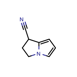 Chemical structure of 2,3-dihydro-1H-pyrrolizine-1-carbonitrile , CAS 76786-72-6, AChemBlock AD247346