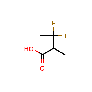 Chemical structure of 3,3-difluoro-2-methylbutanoic acid , CAS 1783699-15-9, AChemBlock AD247347