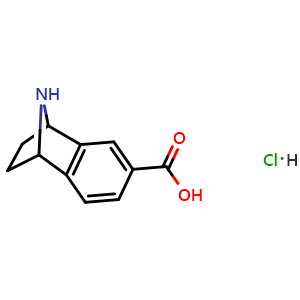 Chemical structure of 11-azatricyclo[6.2.1.0,{2,7}]undeca-2(7),3,5-triene-4-carboxylic acid hydrochloride , CAS 3037695-92-1, AChemBlock AD247354
