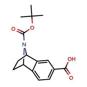 Chemical structure of 11-[(tert-butoxy)carbonyl]-11-azatricyclo[6.2.1.0,{2,7}]undeca-2,4,6-triene-4-carboxylic acid , CAS 3030764-60-1, AChemBlock AD247355