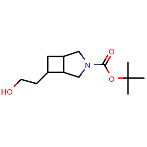 Chemical structure of tert-butyl 6-(2-hydroxyethyl)-3-azabicyclo[3.2.0]heptane-3-carboxylate , CAS 2973762-63-7, AChemBlock AD247356