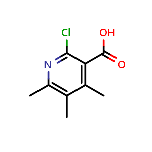 Chemical structure of 2-chloro-4,5,6-trimethylpyridine-3-carboxylic acid , CAS 1500393-24-7, AChemBlock AD247359